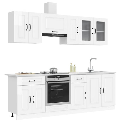 vidaXL 8 Piece Kitchen Cabinet Set "Kalmar" High Gloss White Engineered Wood 1