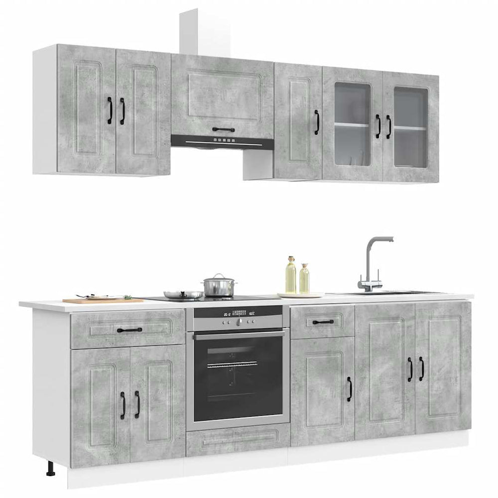 vidaXL 8 Piece Kitchen Cabinet Set "Kalmar" Concrete Grey Engineered Wood