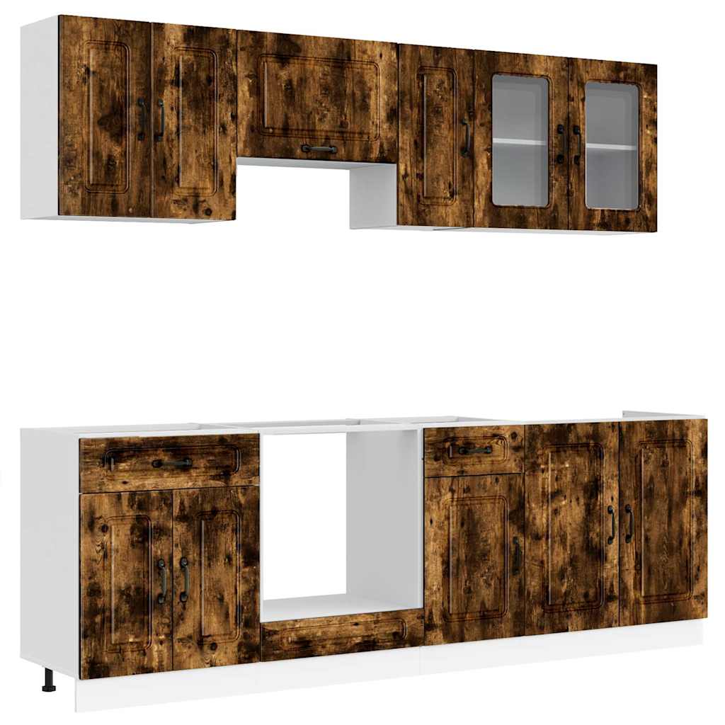 vidaXL 8 Piece Kitchen Cabinet Set Kalmar Smoked Oak Engineered Wood 2