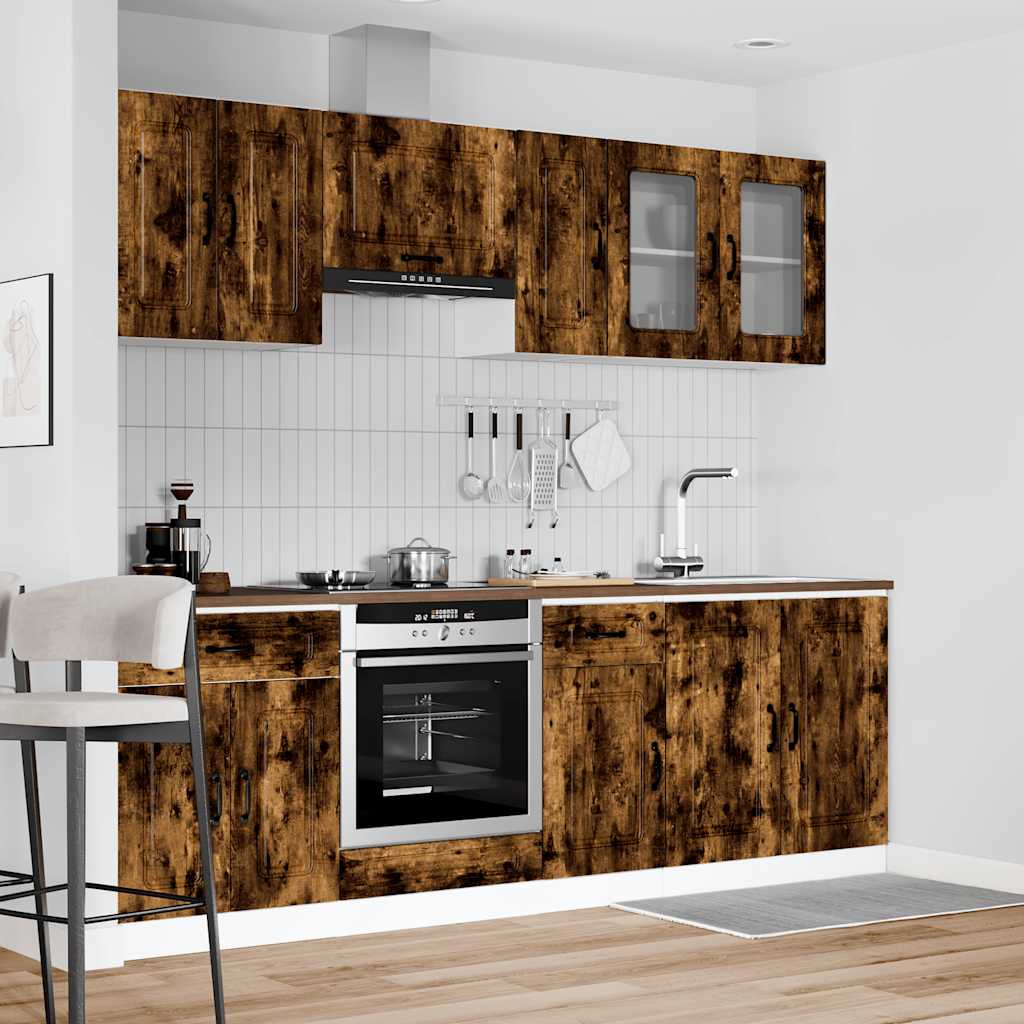 vidaXL 8 Piece Kitchen Cabinet Set Kalmar Smoked Oak Engineered Wood 3