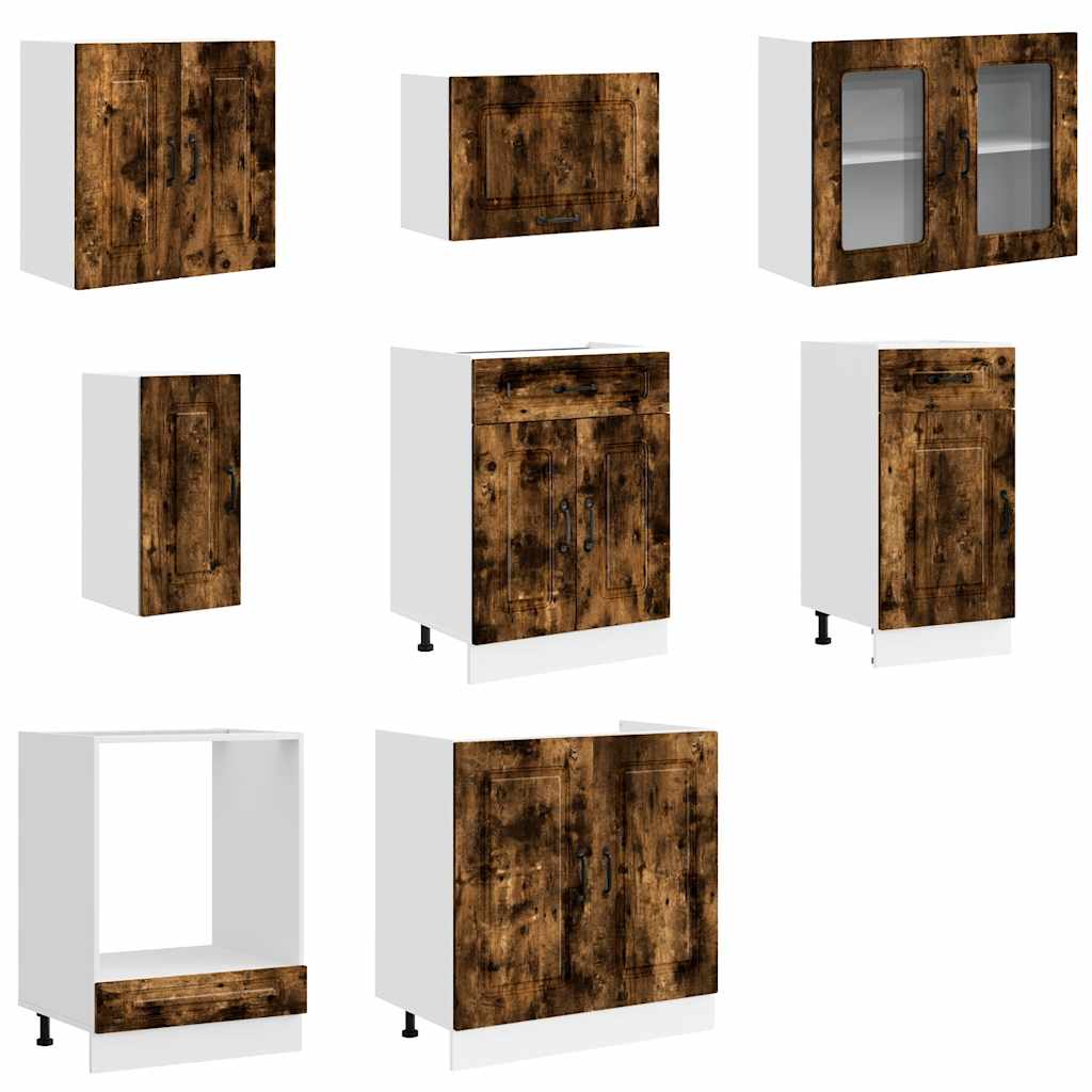 vidaXL 8 Piece Kitchen Cabinet Set Kalmar Smoked Oak Engineered Wood 4