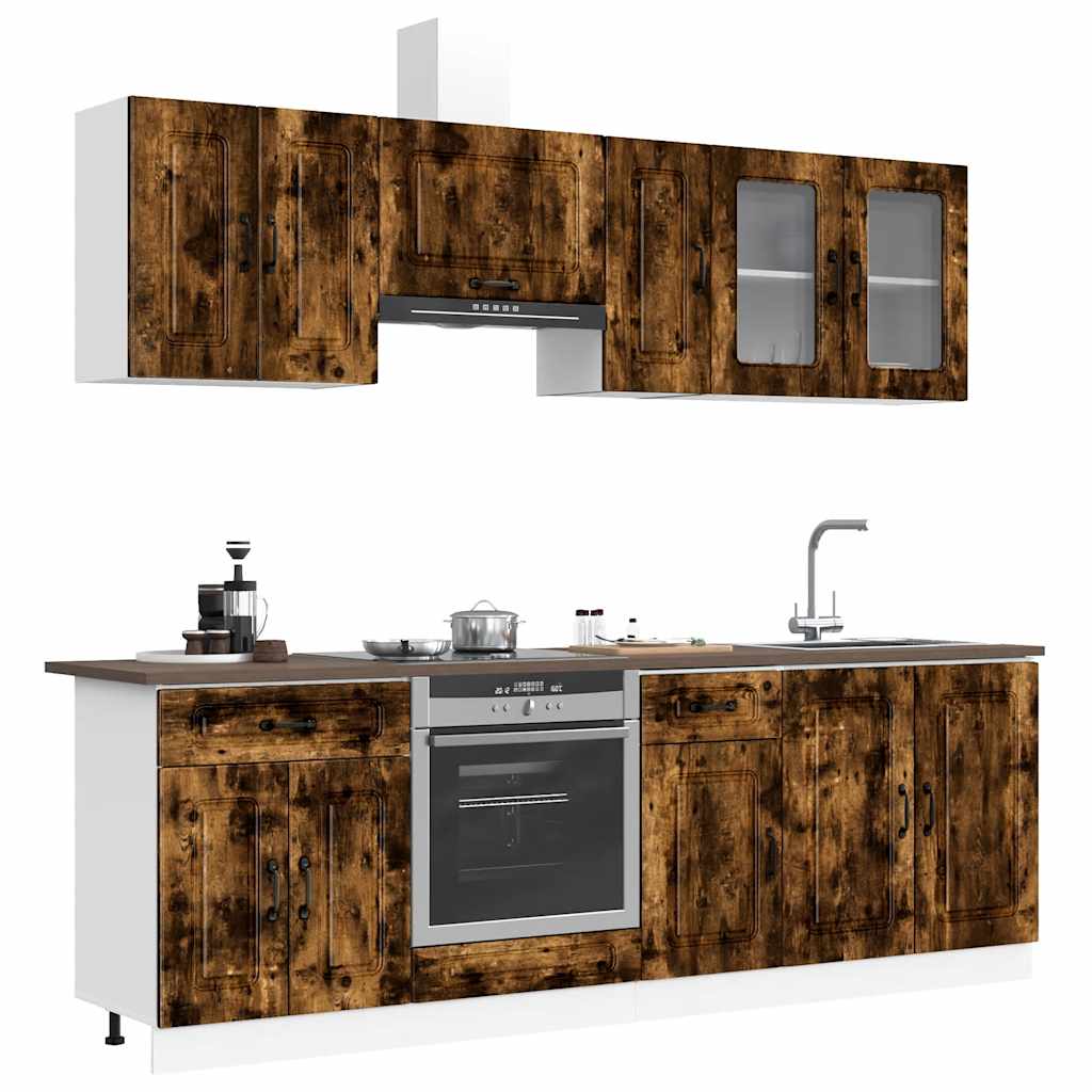 vidaXL 8 Piece Kitchen Cabinet Set Kalmar Smoked Oak Engineered Wood 1