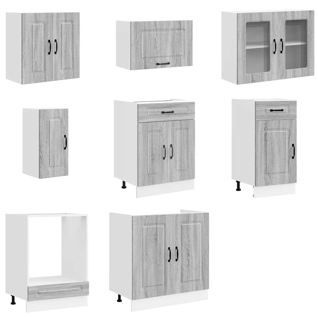 vidaXL 8 Piece Kitchen Cabinet Set "Kalmar" Grey Sonoma Engineered Wood 4