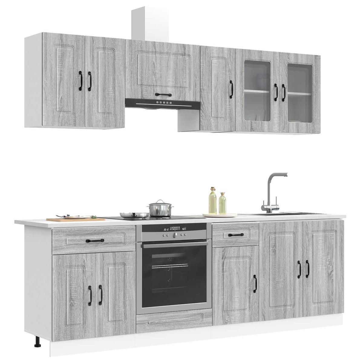 8 Piece Kitchen Cabinet Set "Kalmar" Engineered Wood Grey sonoma