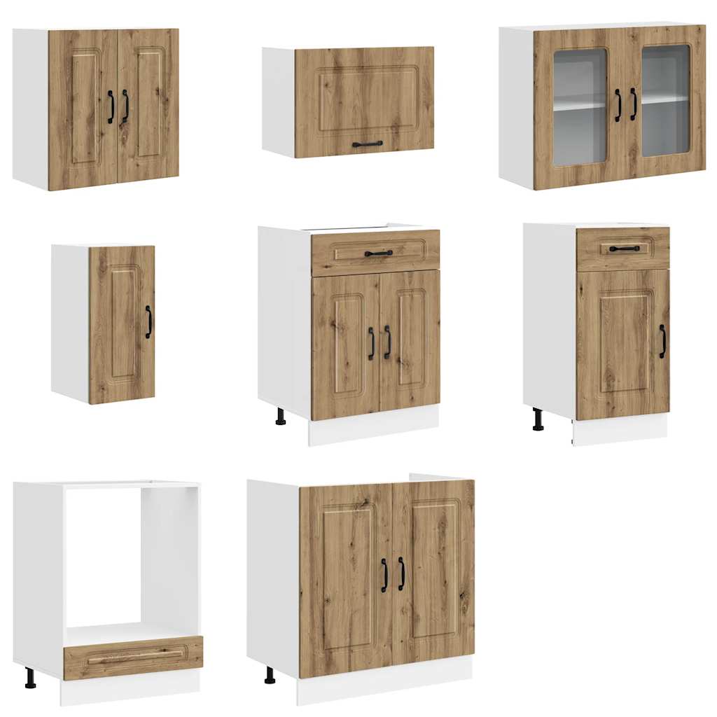 vidaXL 8 Piece Kitchen Cabinet Set Kalmar Artisan Oak Engineered Wood 4