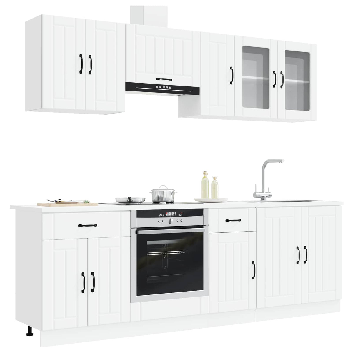 8 Piece Kitchen Cabinet Set "Kalmar" Engineered Wood White