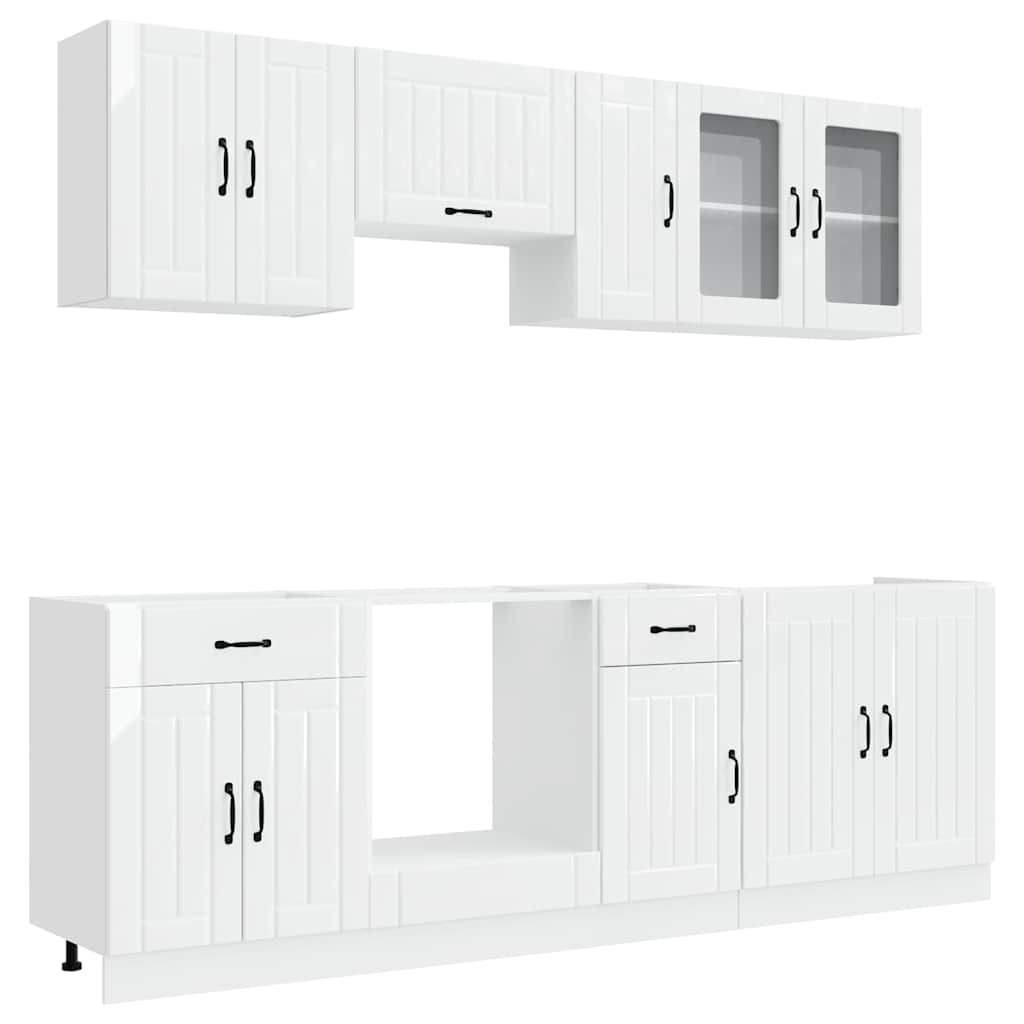 vidaXL 8 Piece Kitchen Cabinet Set "Lucca" High Gloss White Engineered Wood 2