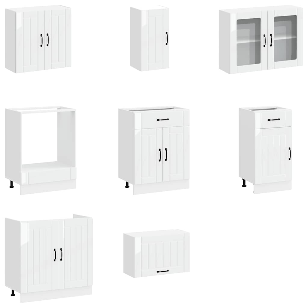 vidaXL 8 Piece Kitchen Cabinet Set "Lucca" High Gloss White Engineered Wood 4