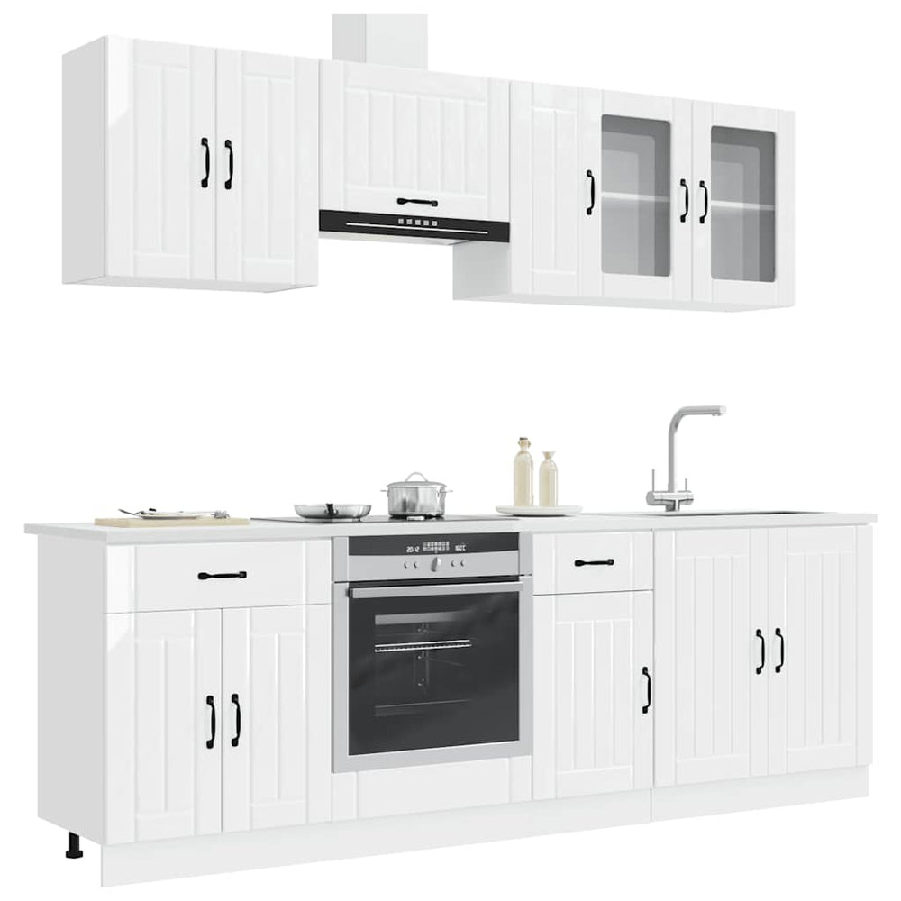 vidaXL 8 Piece Kitchen Cabinet Set "Lucca" High Gloss White