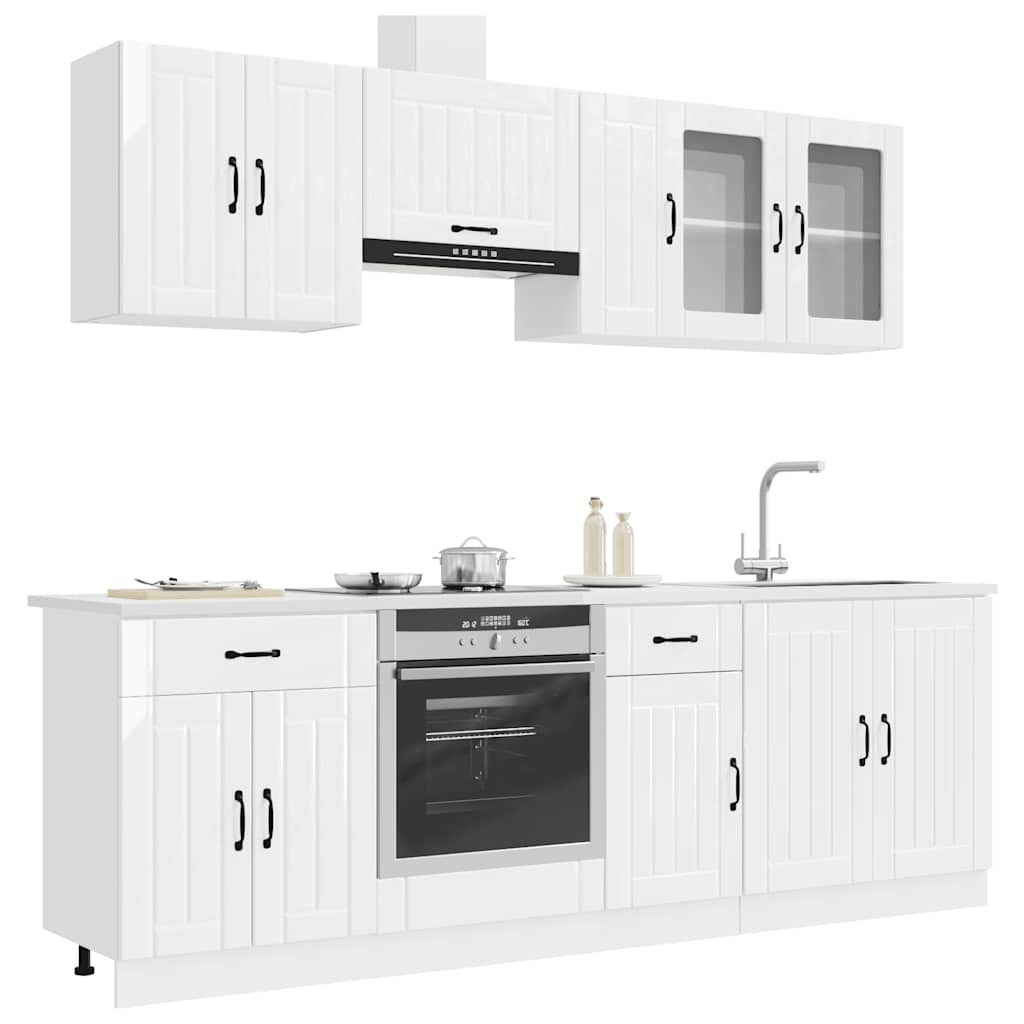vidaXL 8 Piece Kitchen Cabinet Set "Lucca" High Gloss White Engineered Wood 1