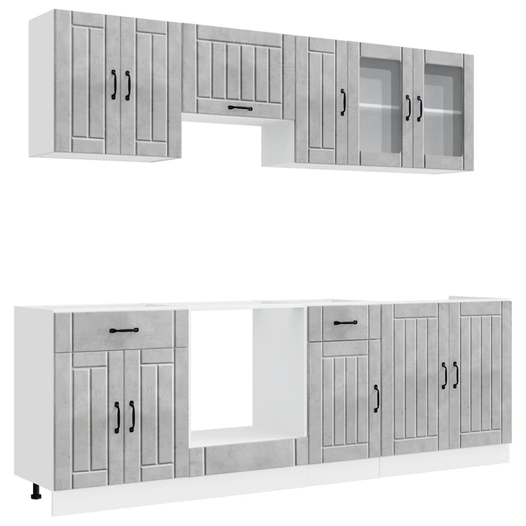 vidaXL 8 Piece Kitchen Cabinet Set "Lucca" Concrete Grey Engineered Wood 2