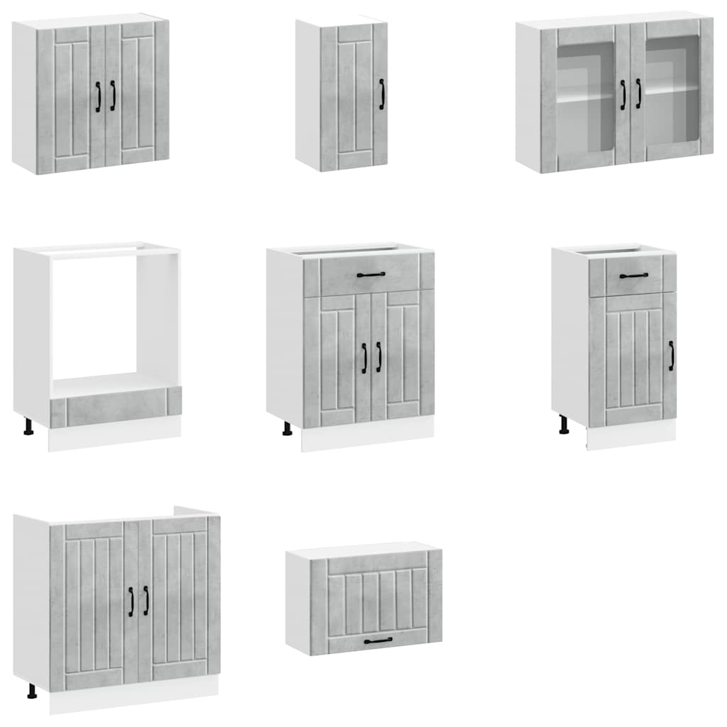 vidaXL 8 Piece Kitchen Cabinet Set "Lucca" Concrete Grey Engineered Wood 4