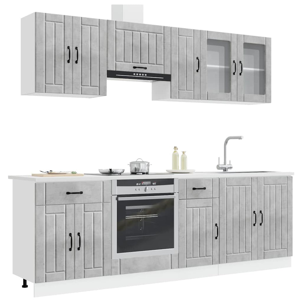 vidaXL 8 Piece Kitchen Cabinet Set "Lucca" Concrete Grey Engineered Wood