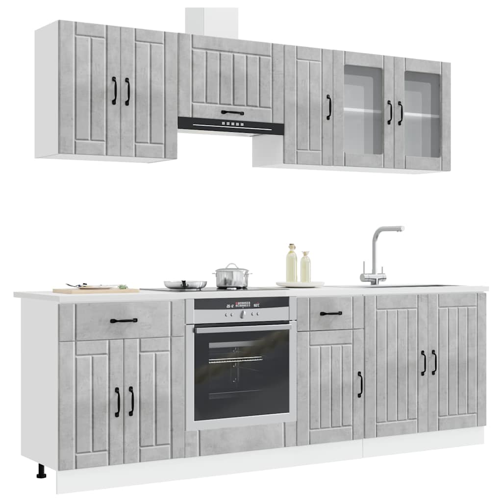 vidaXL 8 Piece Kitchen Cabinet Set "Lucca" Concrete Grey Engineered Wood 1