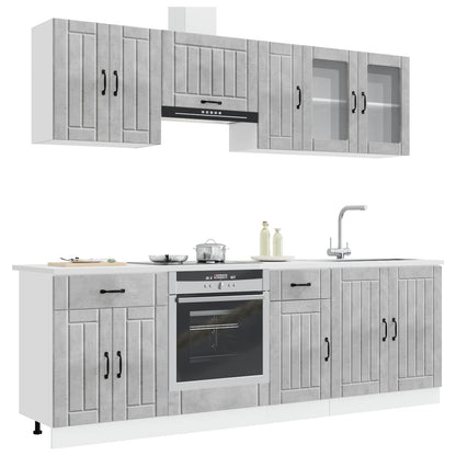 8 Piece Kitchen Cabinet Set "Kalmar" Engineered Wood Concrete grey