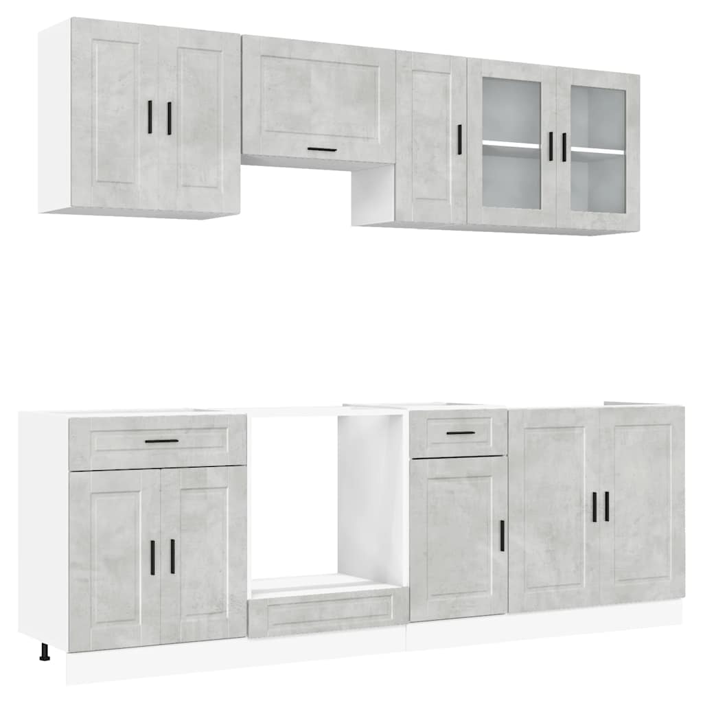 vidaXL 8 Piece Kitchen Cabinet Set "Porto" Concrete Grey Engineered Wood 2