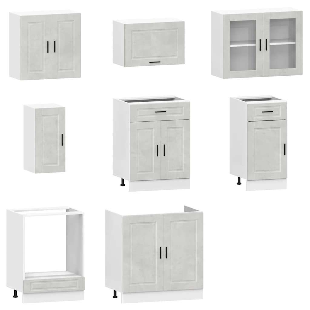 vidaXL 8 Piece Kitchen Cabinet Set "Porto" Concrete Grey Engineered Wood 4
