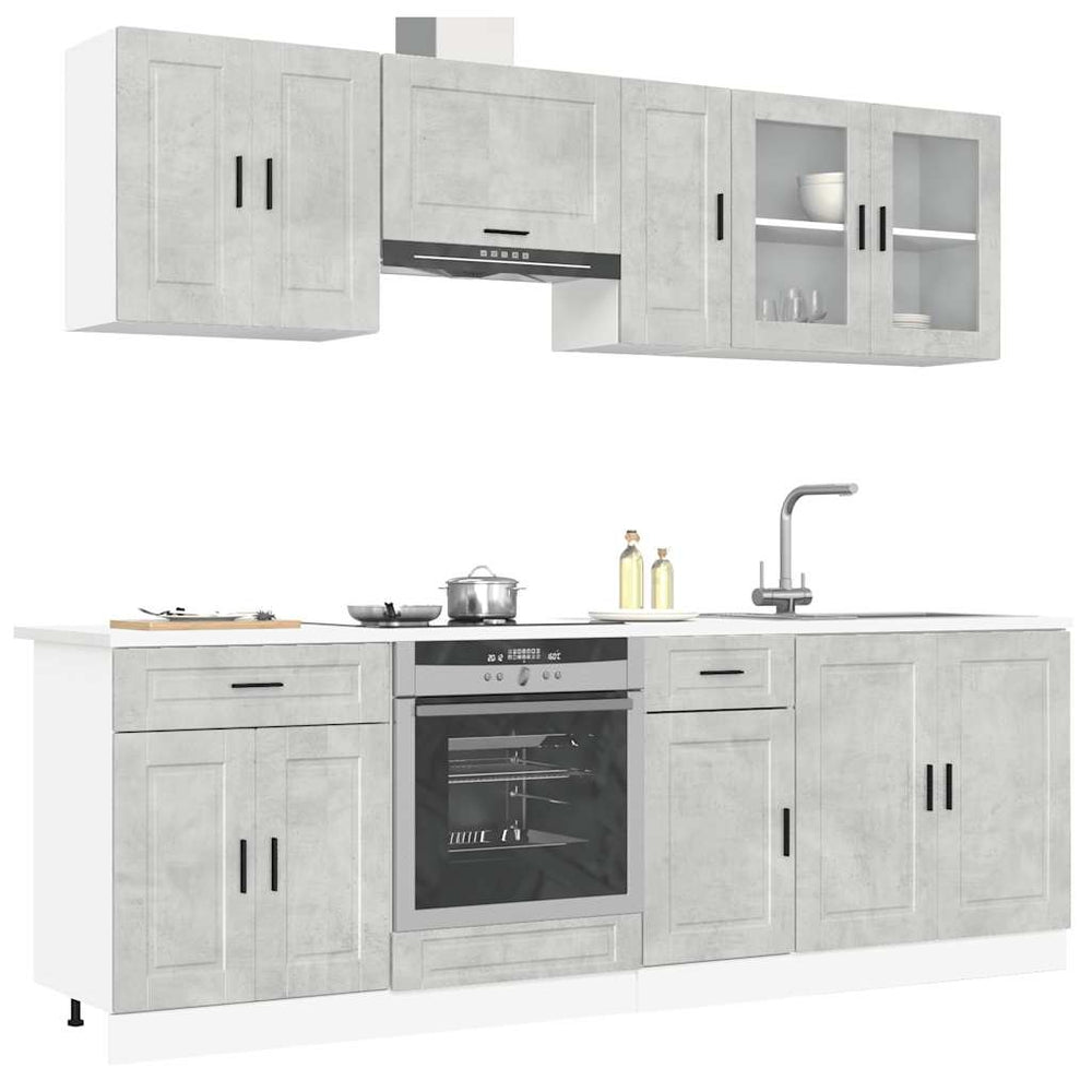 vidaXL 8 Piece Kitchen Cabinet Set "Porto" Concrete Grey Engineered Wood