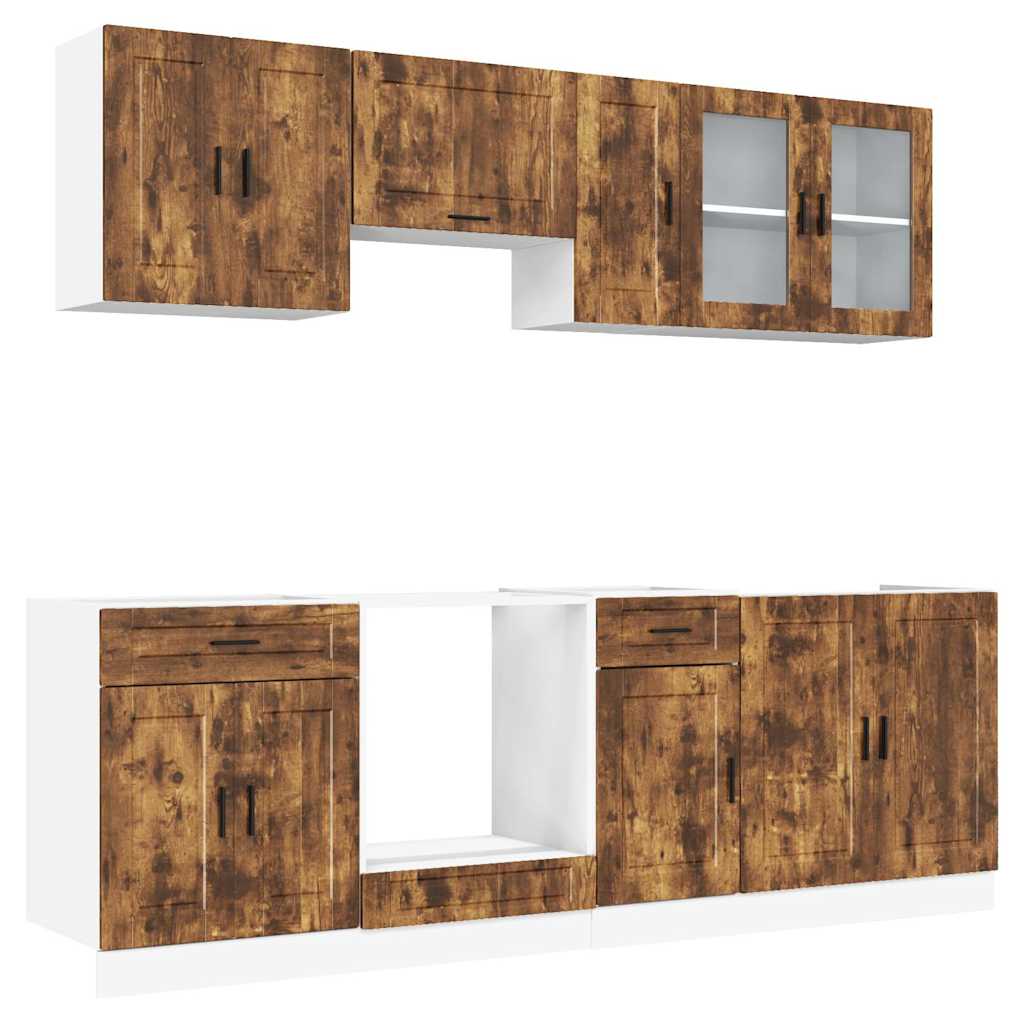 vidaXL 8 Piece Kitchen Cabinet Set "Porto" Smoked Oak Engineered Wood 2