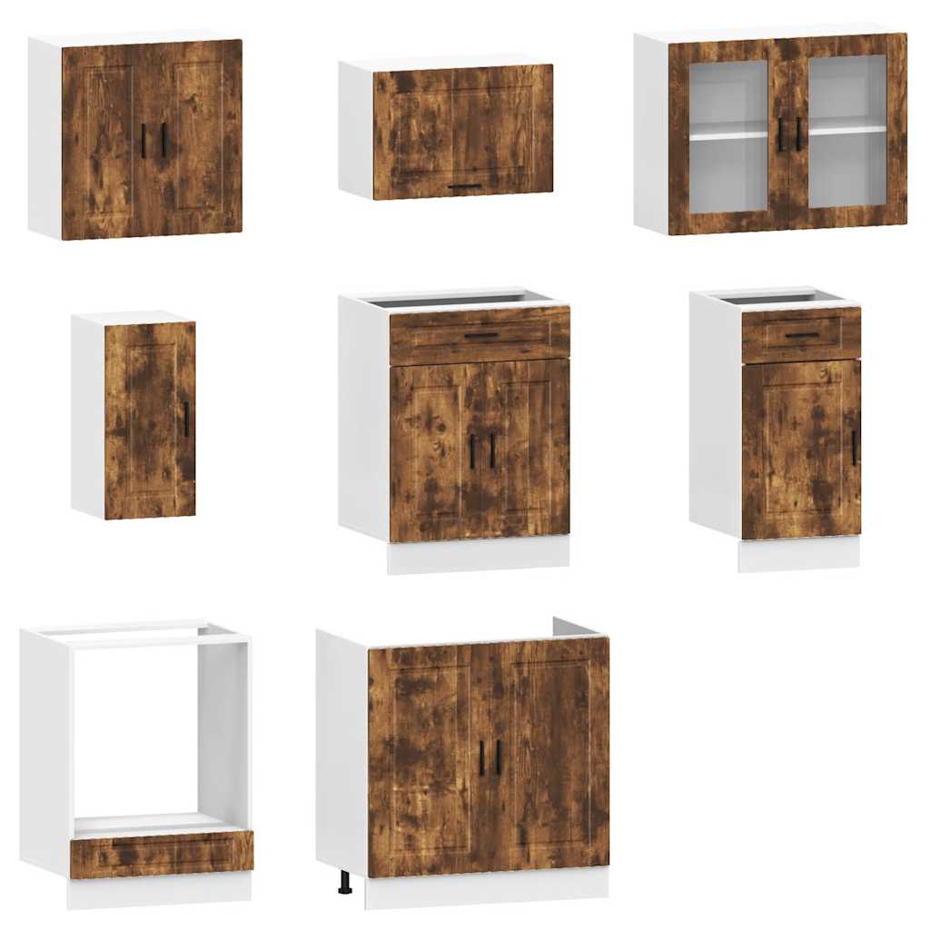 vidaXL 8 Piece Kitchen Cabinet Set "Porto" Smoked Oak Engineered Wood 4
