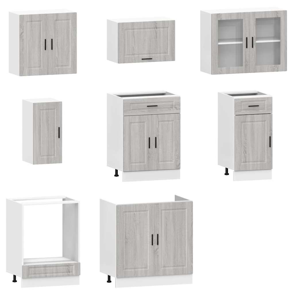 vidaXL 8 Piece Kitchen Cabinet Set "Kalmar" Grey Sonoma Engineered Wood 4