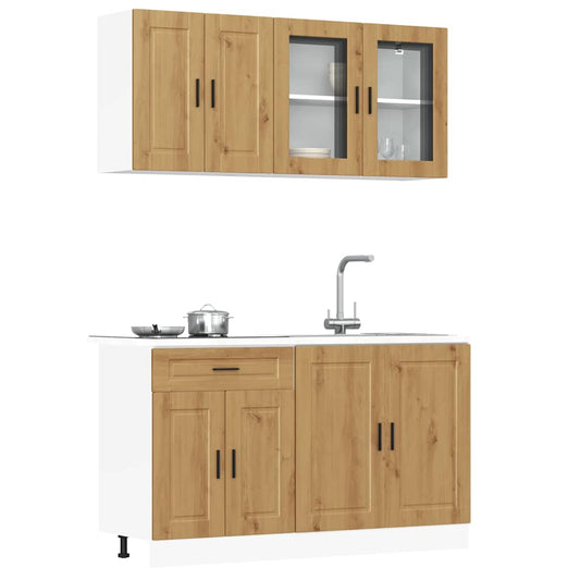 4 Piece Kitchen Cabinet Set "Porto" Engineered Wood Artisan oak