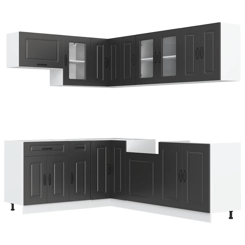 vidaXL 11 Piece Kitchen Cabinet Set "Kalmar" Black Engineered Wood 2