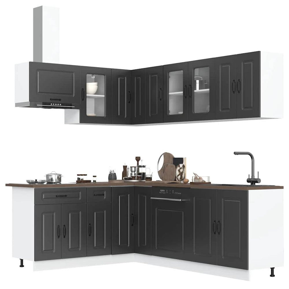 vidaXL 11 Piece Kitchen Cabinet Set "Kalmar" Black Engineered Wood