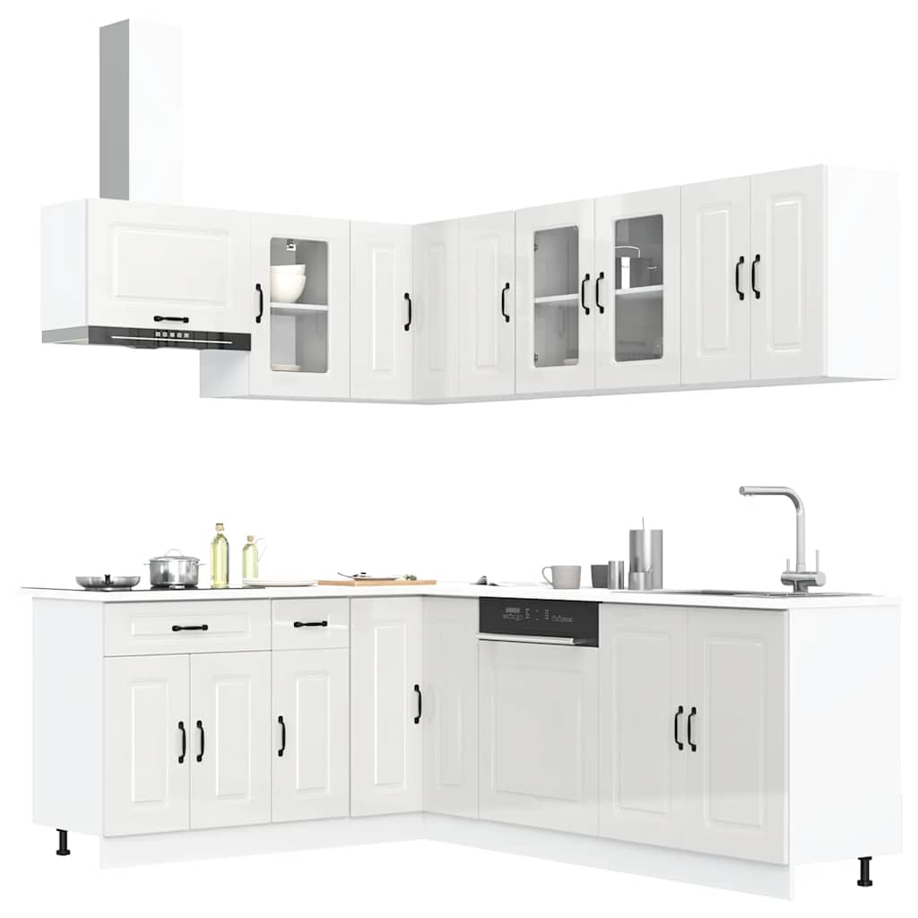 vidaXL 11 Piece Kitchen Cabinet Set "Kalmar" Gloss White Engineered Wood 1