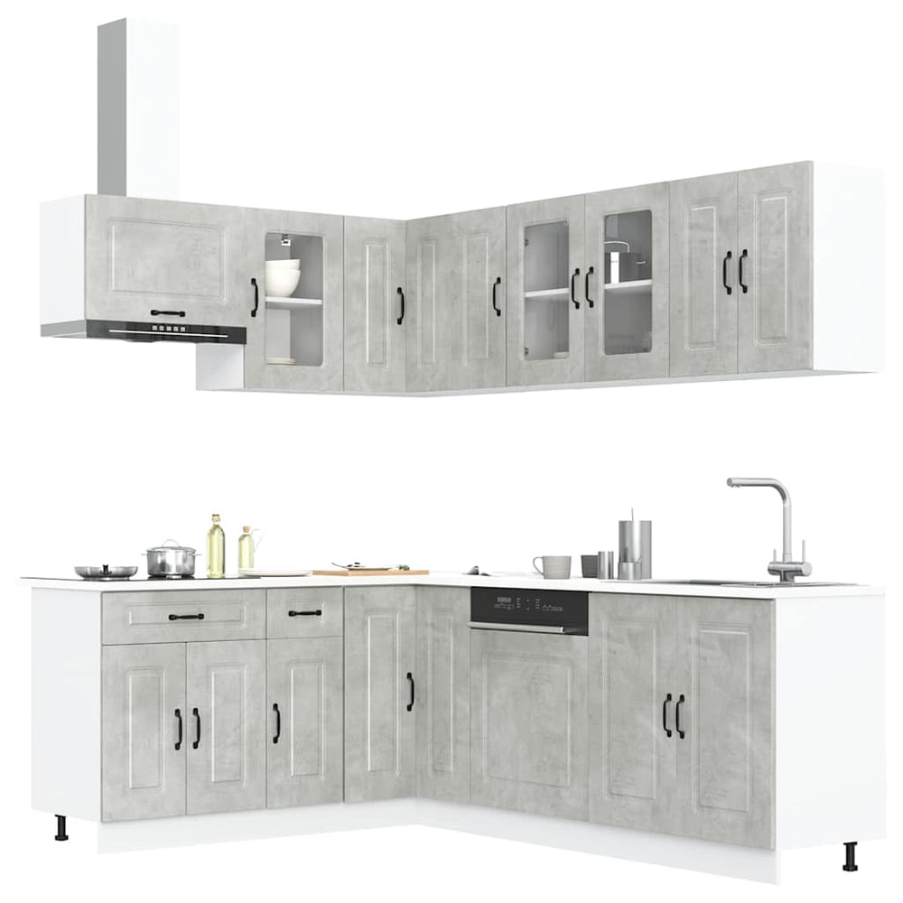 vidaXL 11 Piece Kitchen Cabinet Set "Kalmar" Concrete Grey