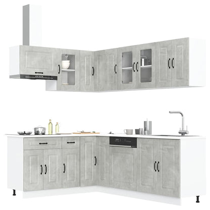 11 Piece Kitchen Cabinet Set "Kalmar" Engineered Wood Concrete grey