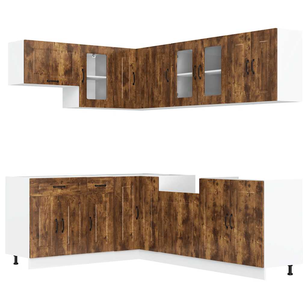 vidaXL 11 Piece Kitchen Cabinet Set "Kalmar" Smoked Oak Engineered Wood 2
