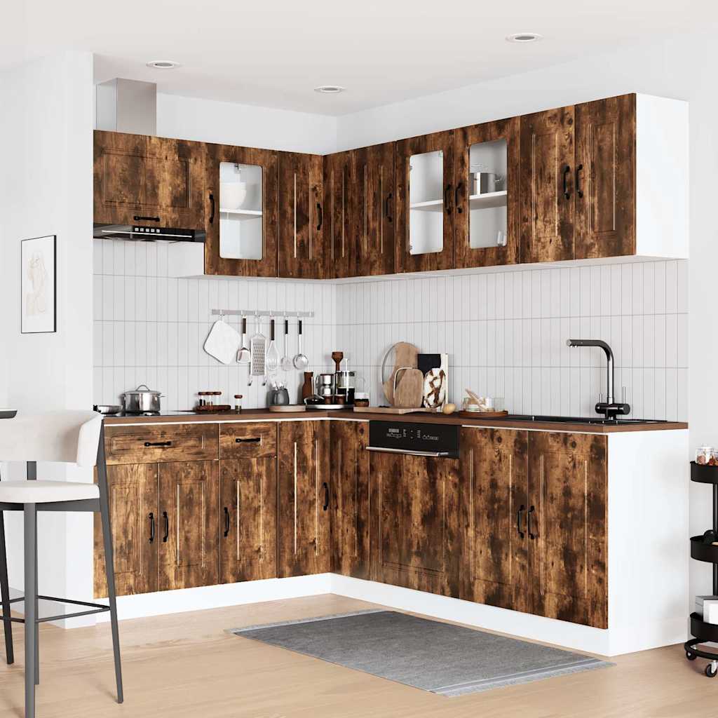 vidaXL 11 Piece Kitchen Cabinet Set "Kalmar" Smoked Oak Engineered Wood 3
