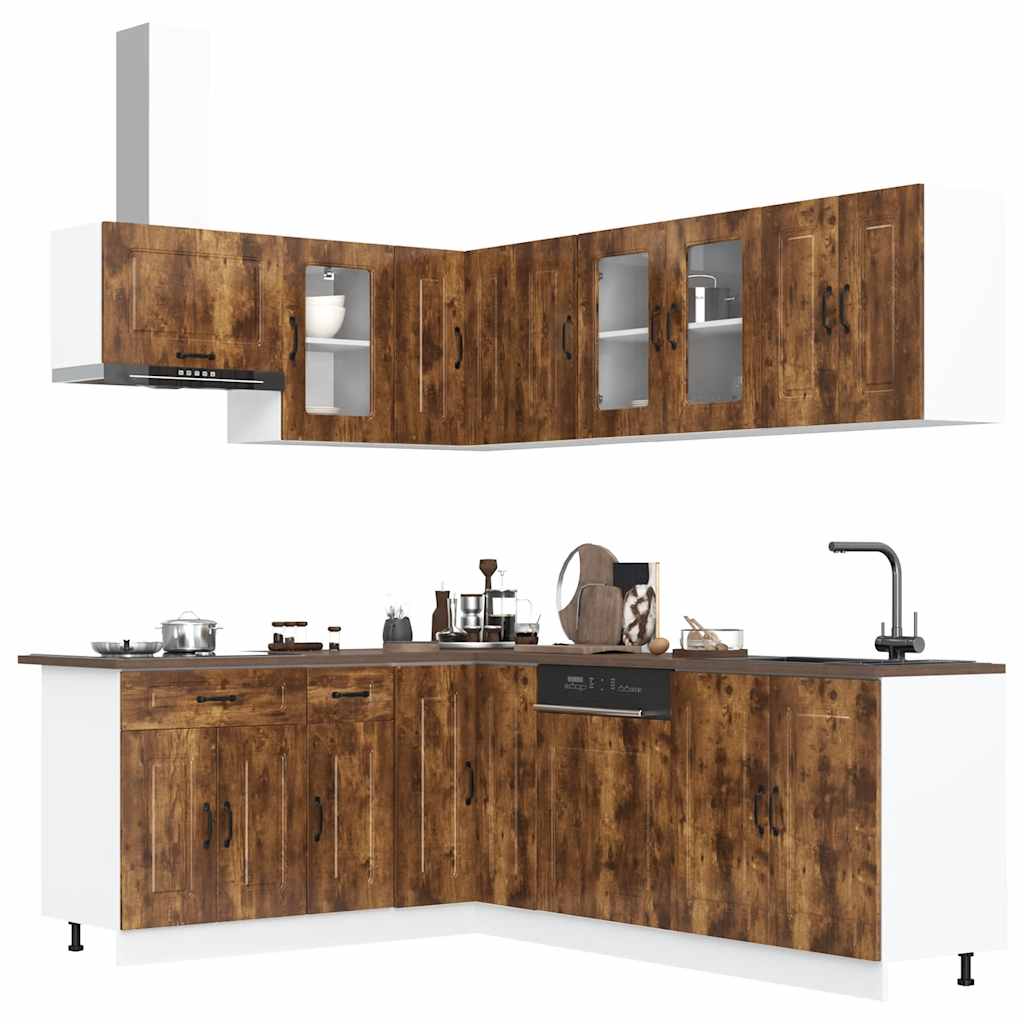 vidaXL 11 Piece Kitchen Cabinet Set "Kalmar" Smoked Oak Engineered Wood 1