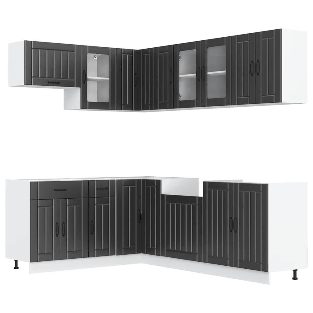 vidaXL 11 Piece Kitchen Cabinet Set "Lucca" Black Engineered Wood 2