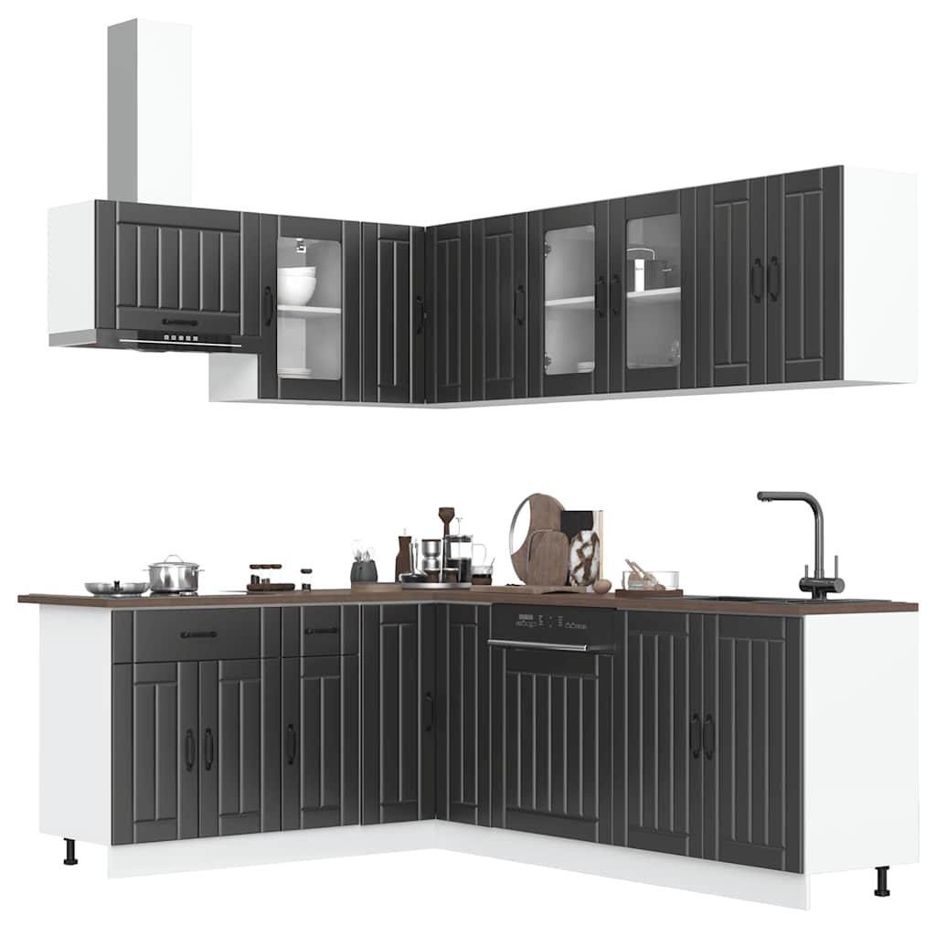 vidaXL 11 Piece Kitchen Cabinet Set "Lucca" Black Engineered Wood 1