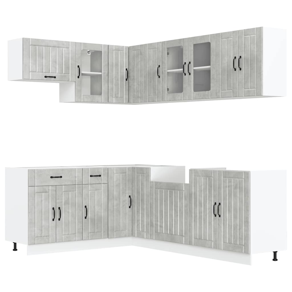 vidaXL 11 Piece Kitchen Cabinet Set "Lucca" Concrete Grey 2