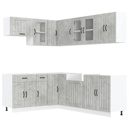 vidaXL 11 Piece Kitchen Cabinet Set "Lucca" Concrete Grey 2
