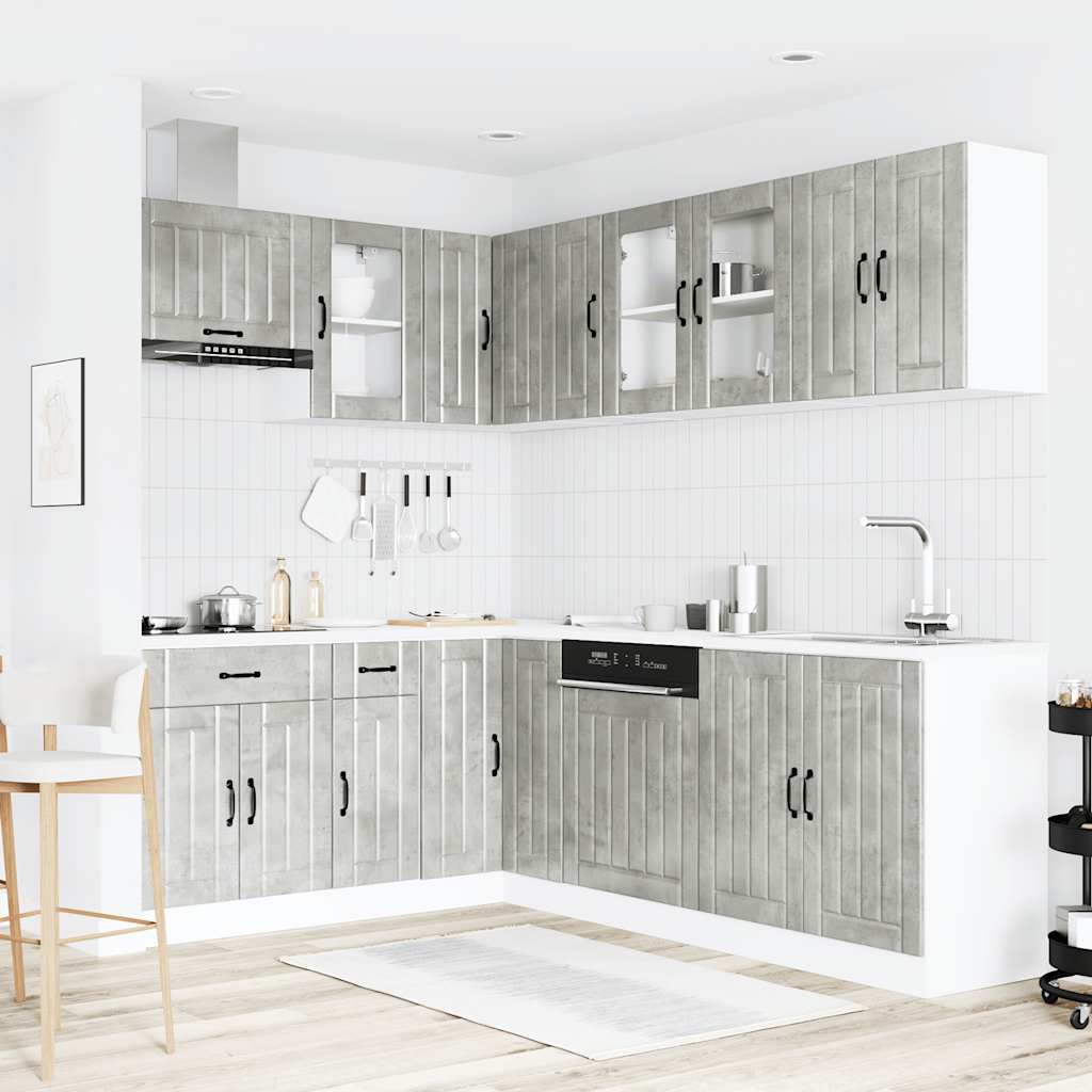 vidaXL 11 Piece Kitchen Cabinet Set "Lucca" Concrete Grey 3