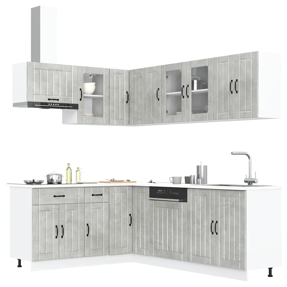 vidaXL 11 Piece Kitchen Cabinet Set "Lucca" Concrete Grey