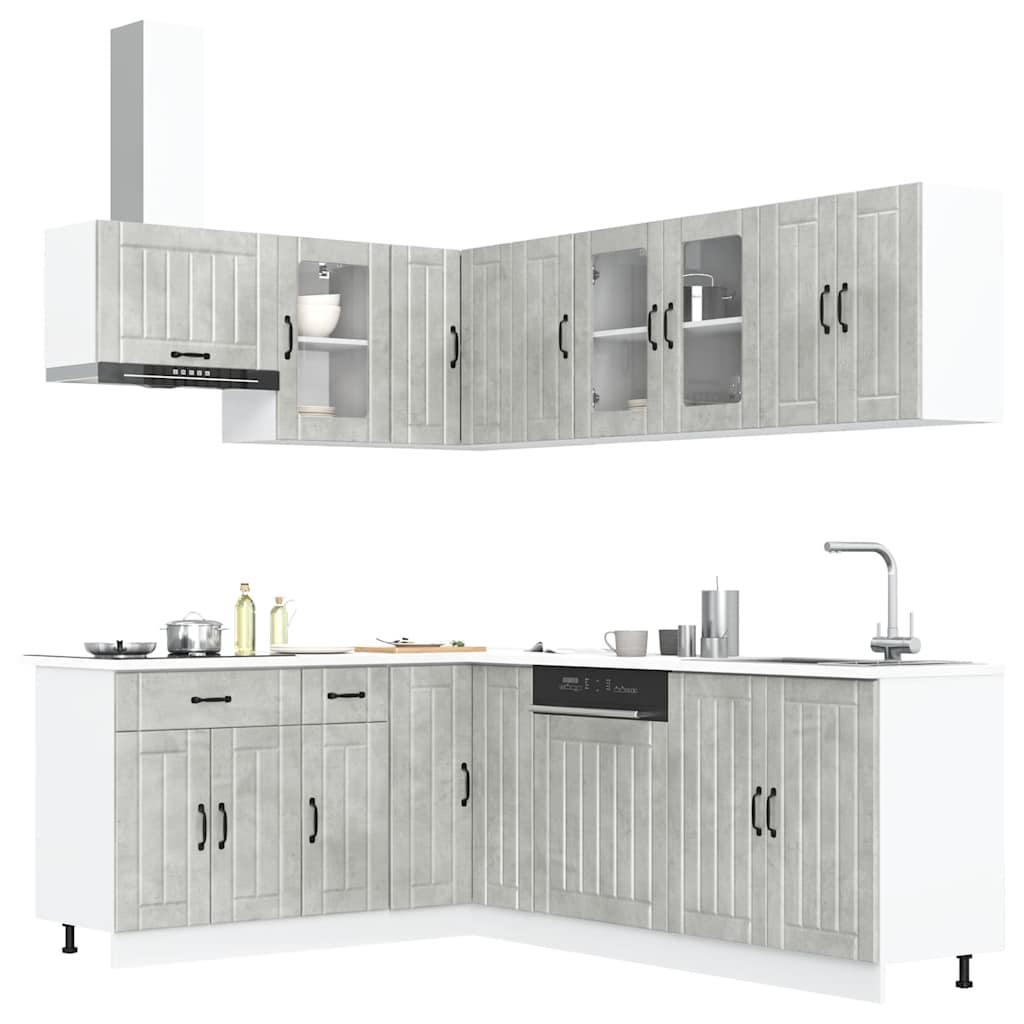 vidaXL 11 Piece Kitchen Cabinet Set "Lucca" Concrete Grey 1
