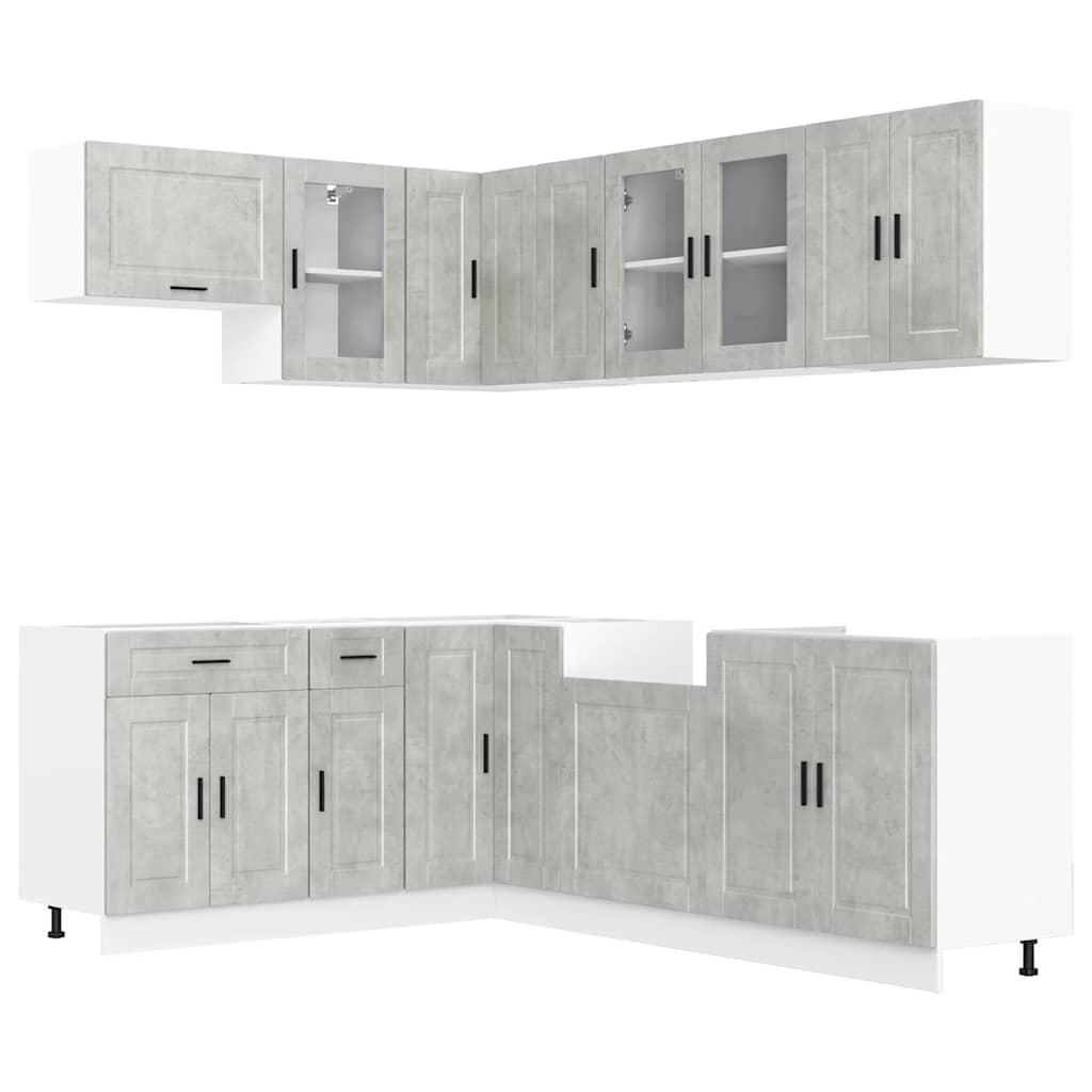 vidaXL 11 Piece Kitchen Cabinet Set "Porto" Concrete Grey Engineered Wood 2
