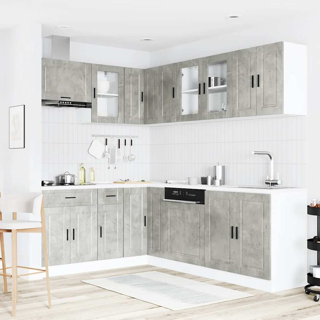 vidaXL 11 Piece Kitchen Cabinet Set "Porto" Concrete Grey Engineered Wood 3