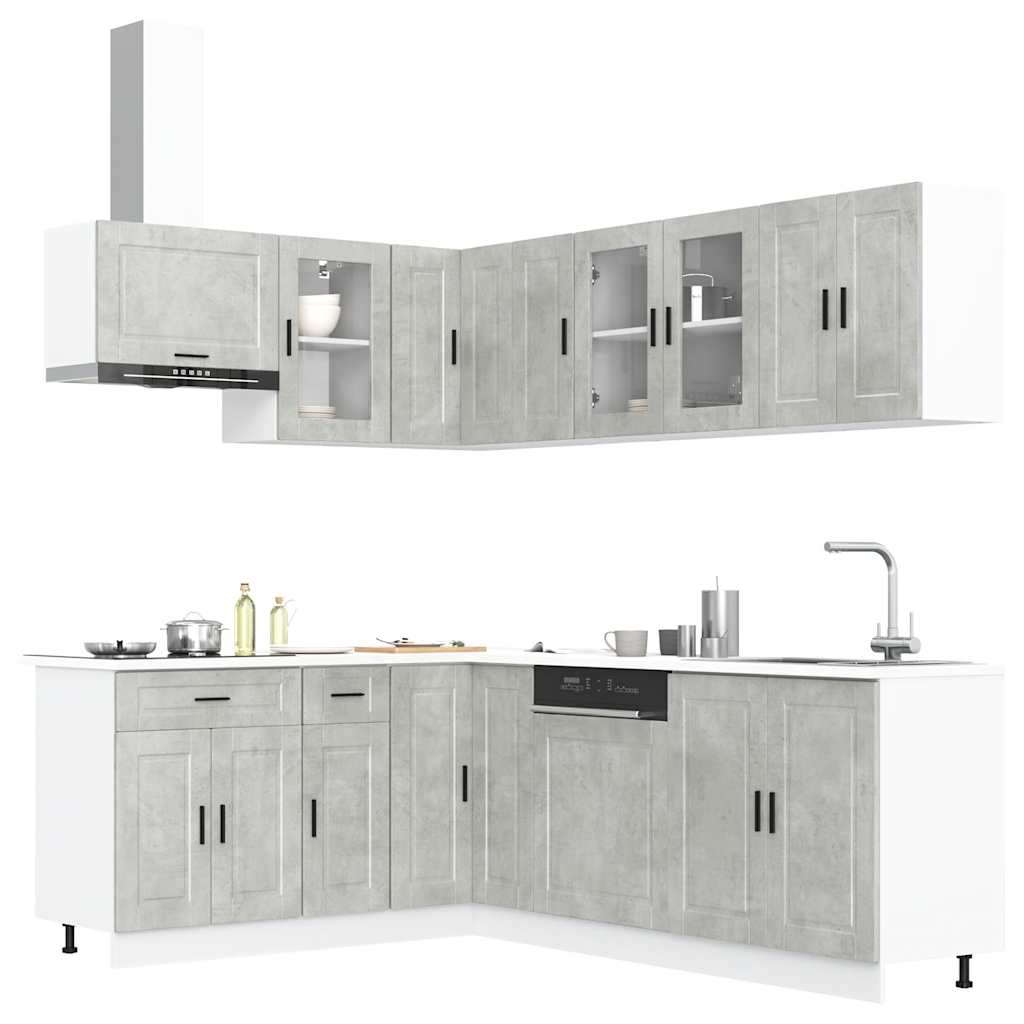 vidaXL 11 Piece Kitchen Cabinet Set "Porto" Concrete Grey Engineered Wood 1