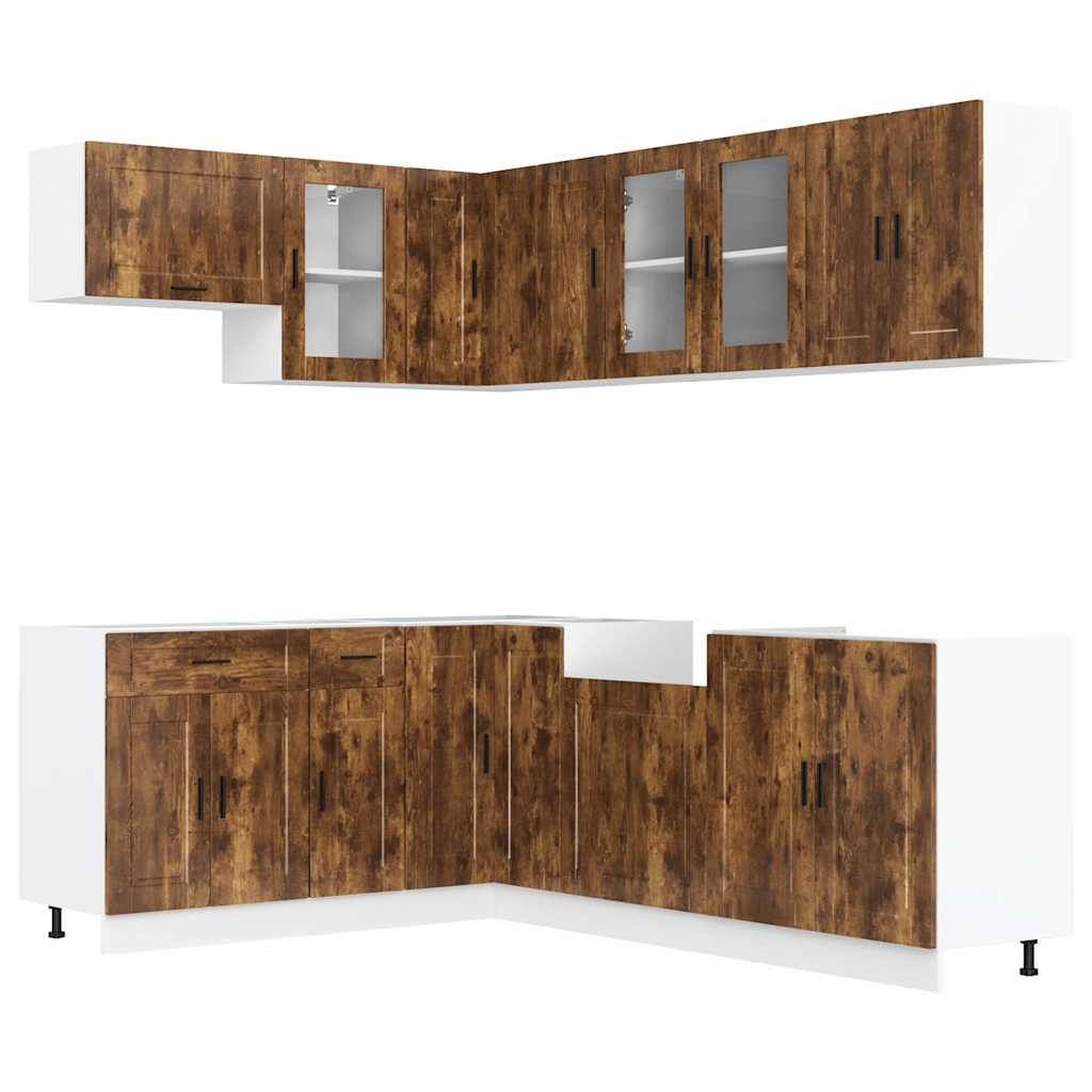 vidaXL 11 Piece Kitchen Cabinet Set "Porto" Smoked Oak Engineered Wood 2