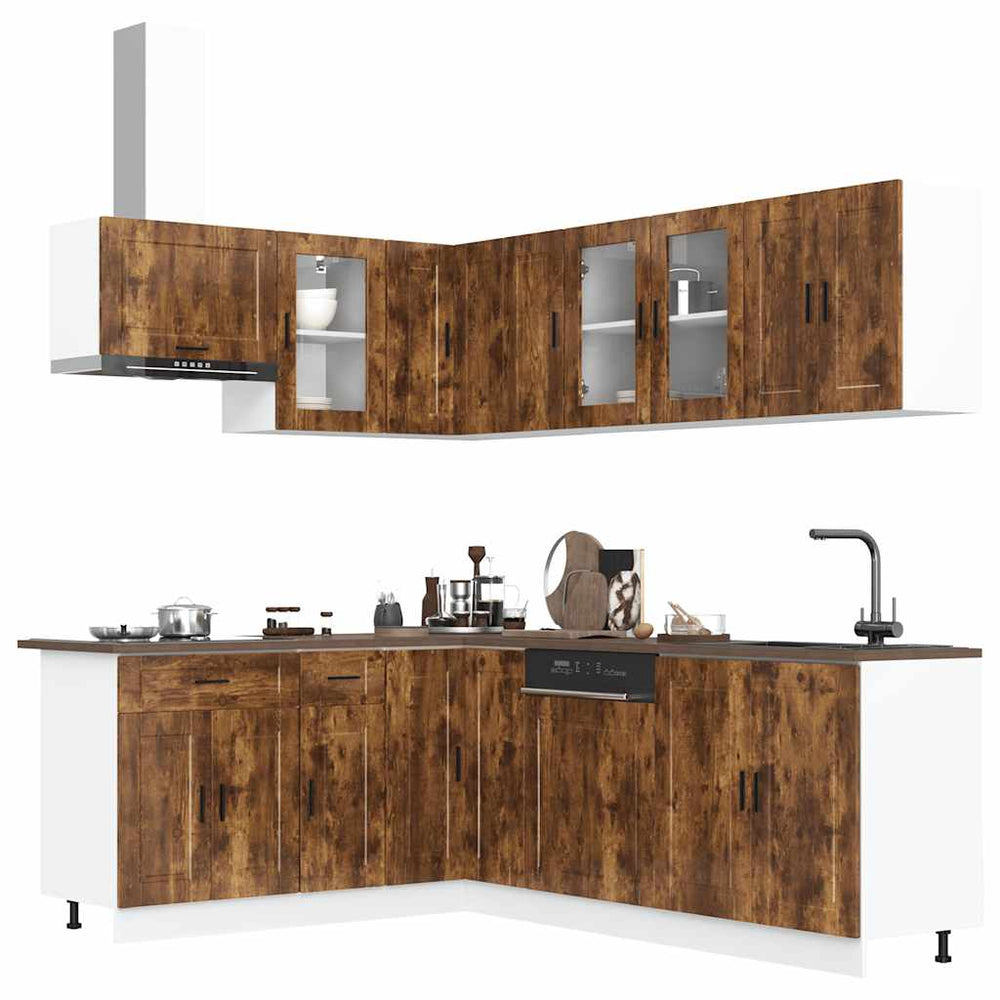 vidaXL 11 Piece Kitchen Cabinet Set "Porto" Smoked Oak Engineered Wood