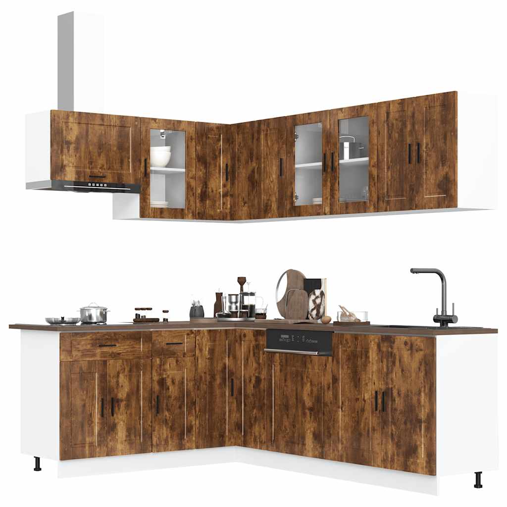 vidaXL 11 Piece Kitchen Cabinet Set "Porto" Smoked Oak Engineered Wood 1