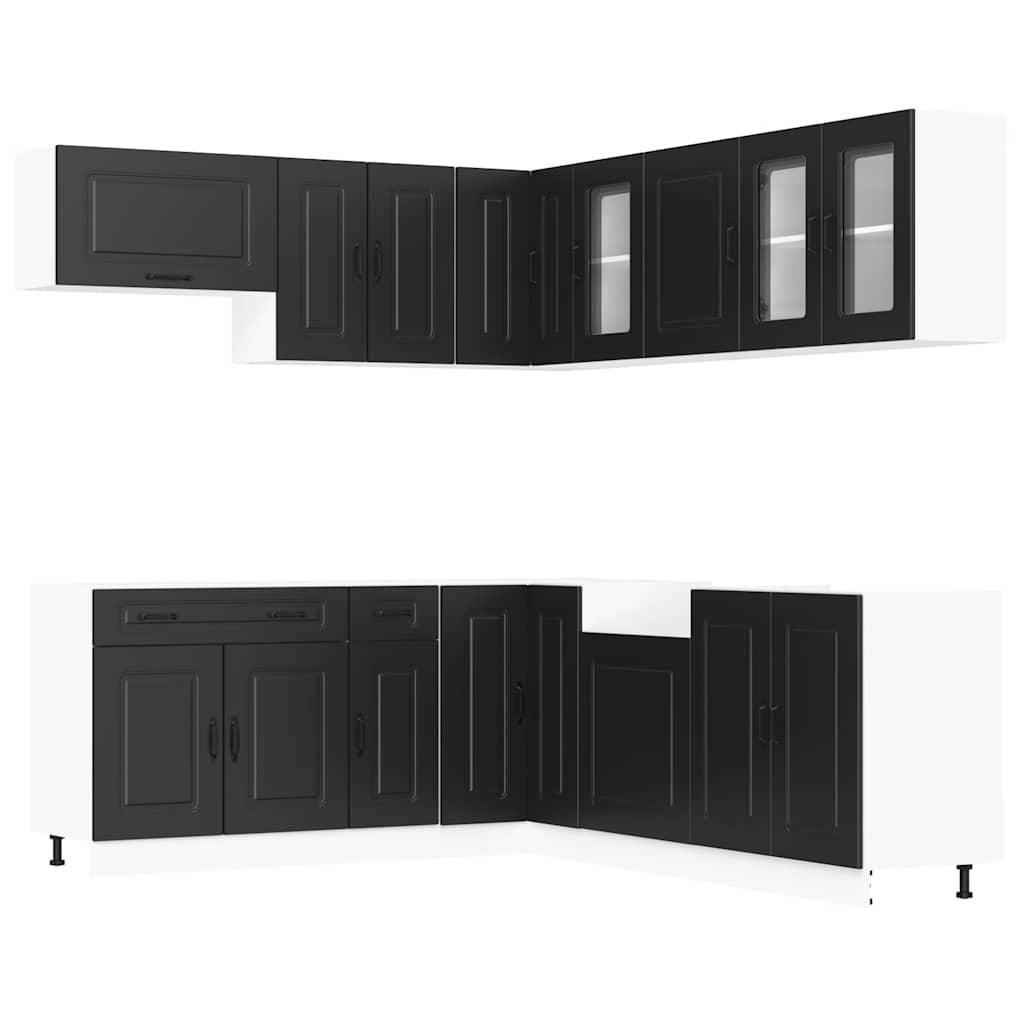 vidaXL 11 Piece Kitchen Cabinet Set "Kalmar" Black Engineered Wood 2