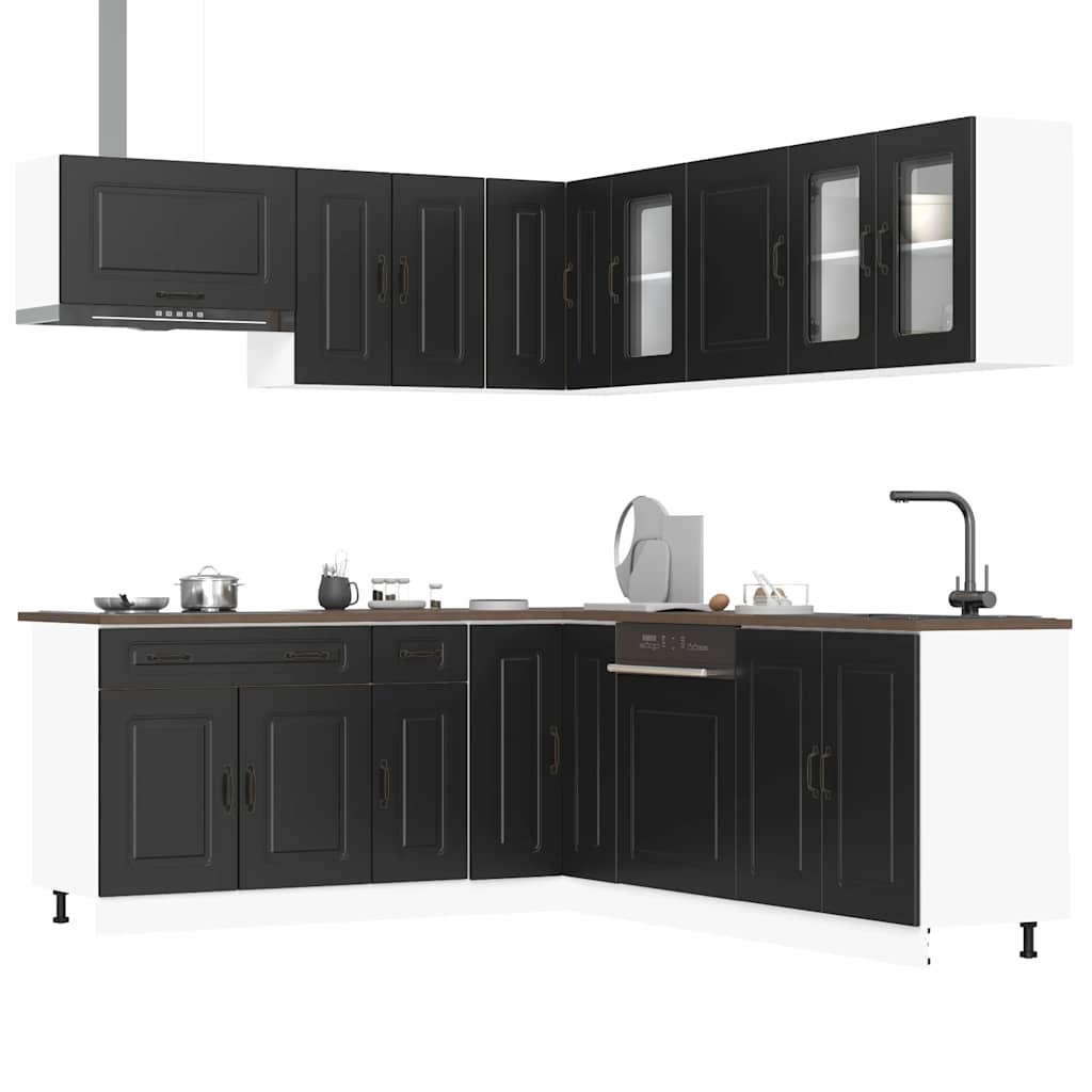vidaXL 11 Piece Kitchen Cabinet Set "Kalmar" Black Engineered Wood 1