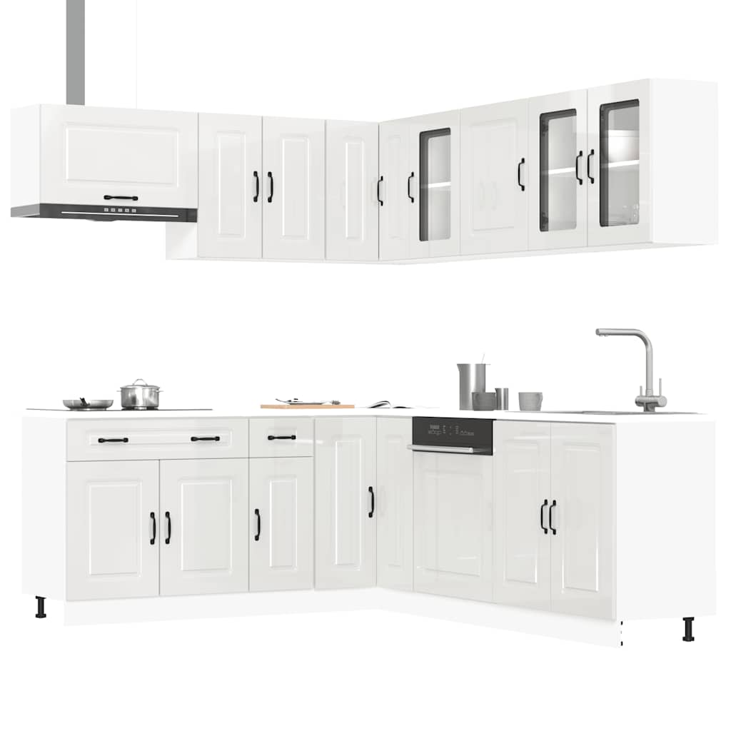 vidaXL 11 Piece Kitchen Cabinet Set "Kalmar" Gloss White Engineered Wood 1
